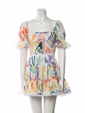 Charo Ruiz White Printed Mini Dress Size M Like New